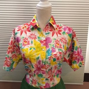 Bill Blass floral blouse size M